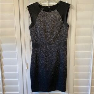Bebe Black and Silver Midi Dress